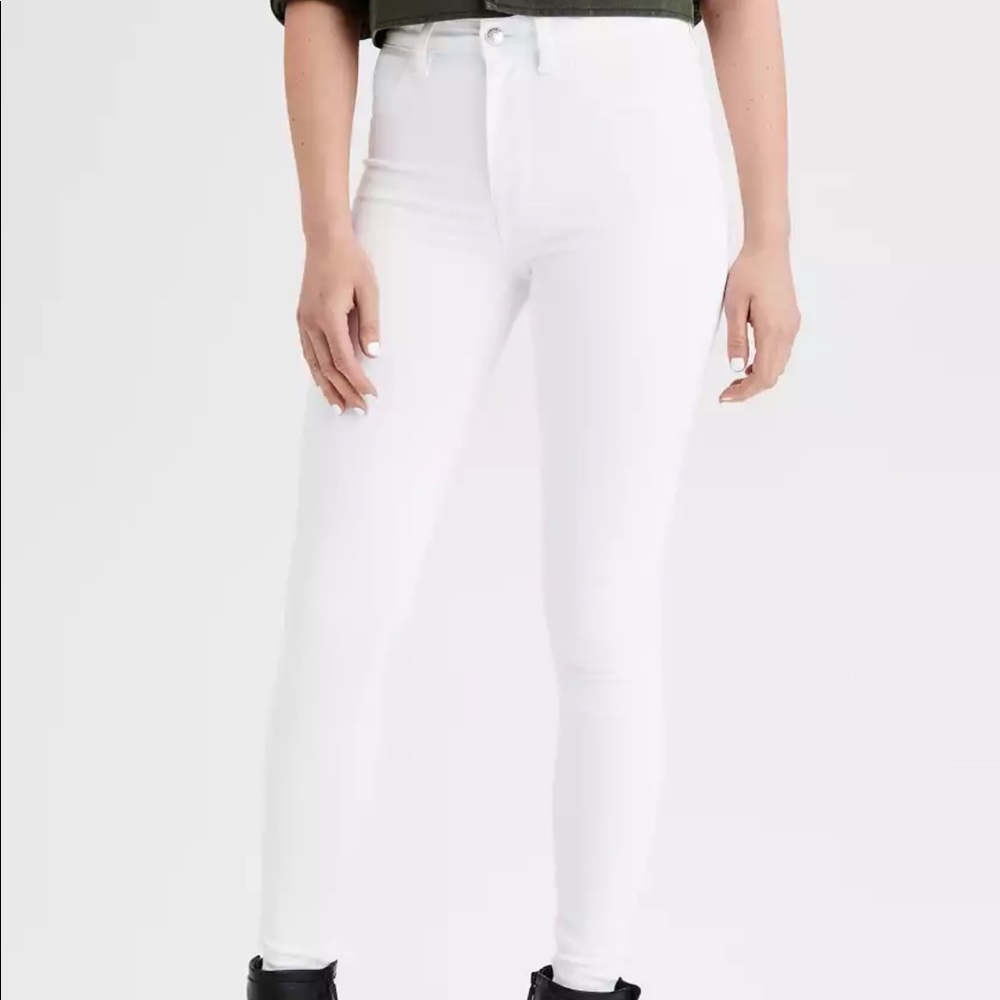 American High Waisted White Jeans
